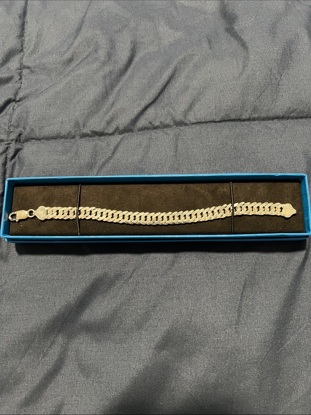 Silver Tone Curb Chain Bracelet